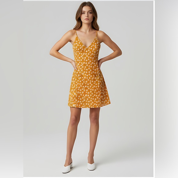 Floral Cami Dress Mustard - Picture 2 of 7